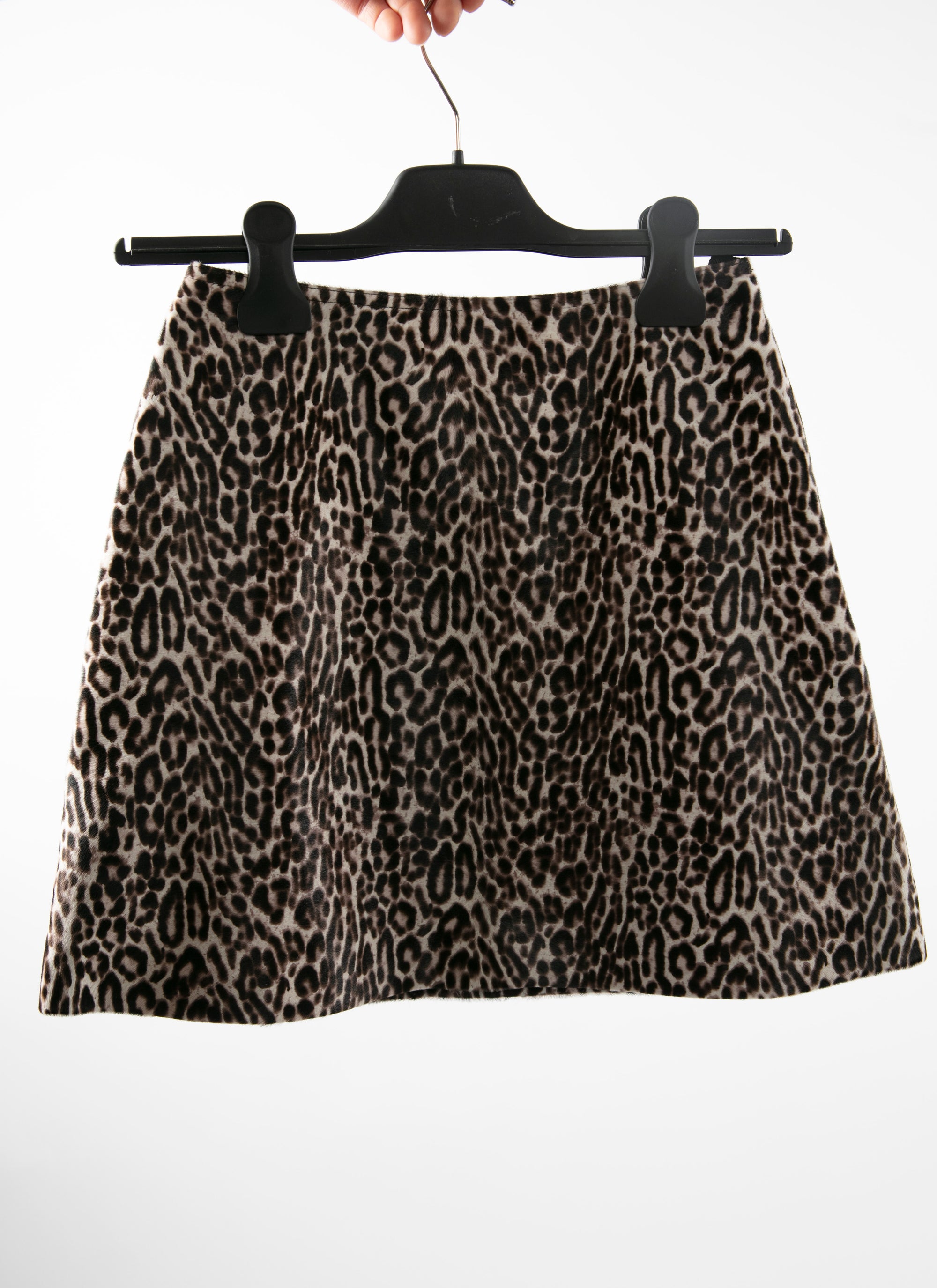 Jupe trapeze en cuir - Ecru & Brun