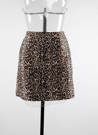 Jupe trapeze en cuir - Ecru & Brun