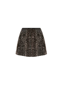 Jupe trapeze en cuir - Ecru & Brun