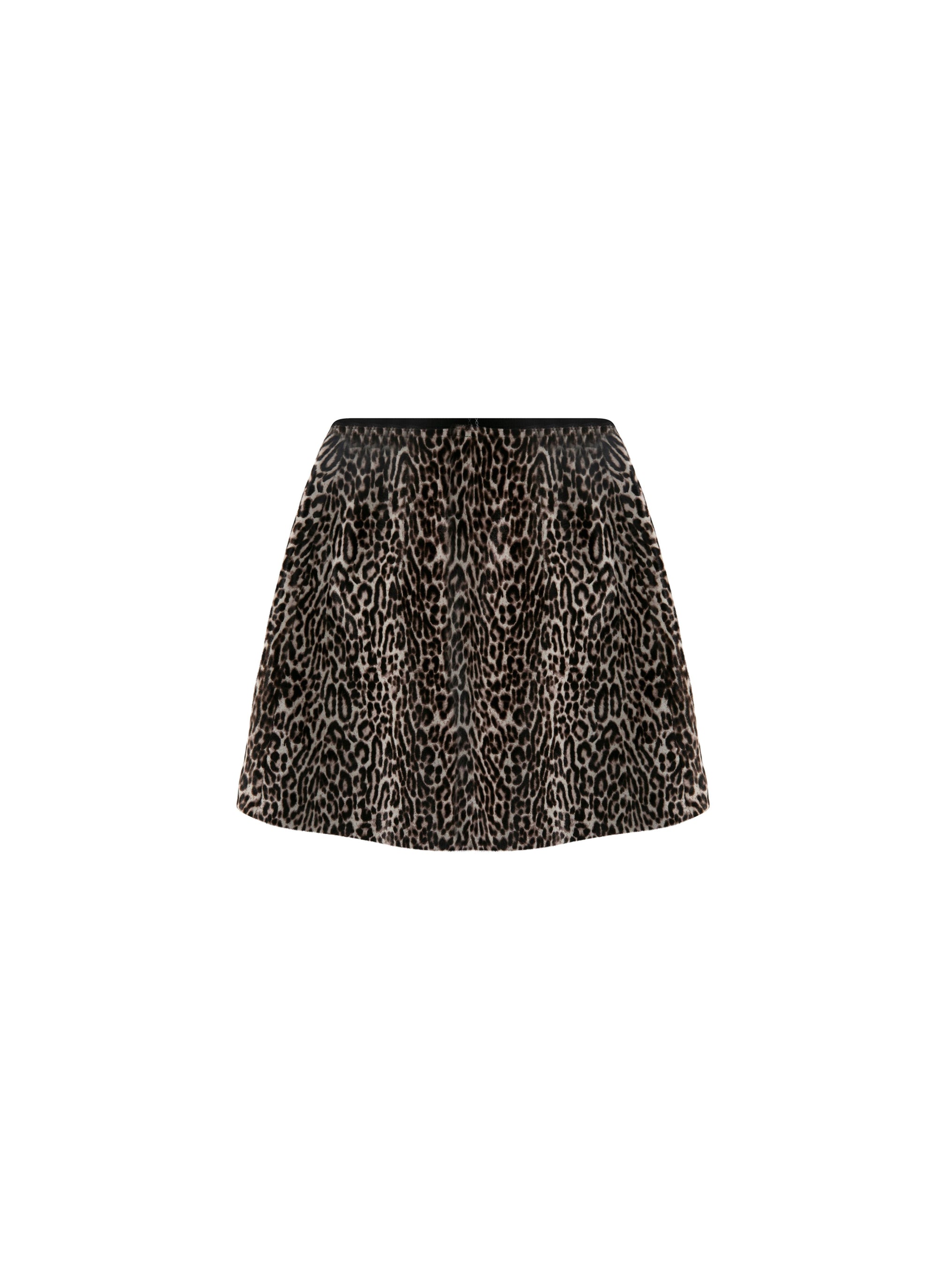 Jupe trapeze en cuir - Ecru & Brun
