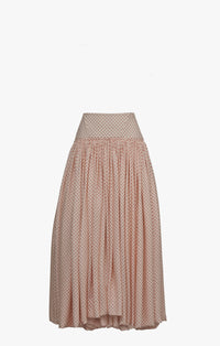 Maxi jupe à pois en soie - Rose & Rouge