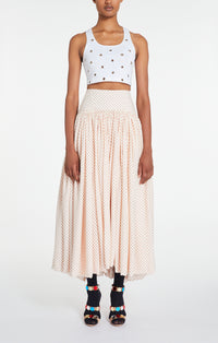 Maxi jupe à pois en soie - Rose & Rouge