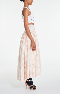 Maxi jupe à pois en soie - Rose & Rouge