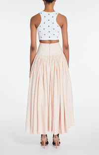 Maxi jupe à pois en soie - Rose & Rouge
