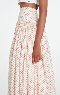 Maxi jupe à pois en soie - Rose & Rouge