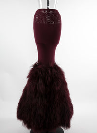 Jupe longue avec taille ajourée  - Aubergine