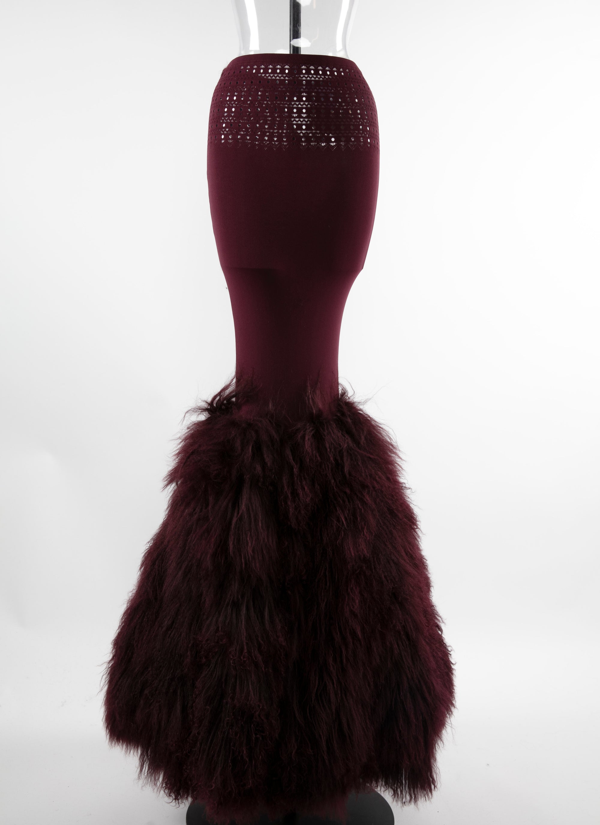 Jupe longue avec taille ajourée  - Aubergine