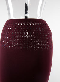 Jupe longue avec taille ajourée  - Aubergine