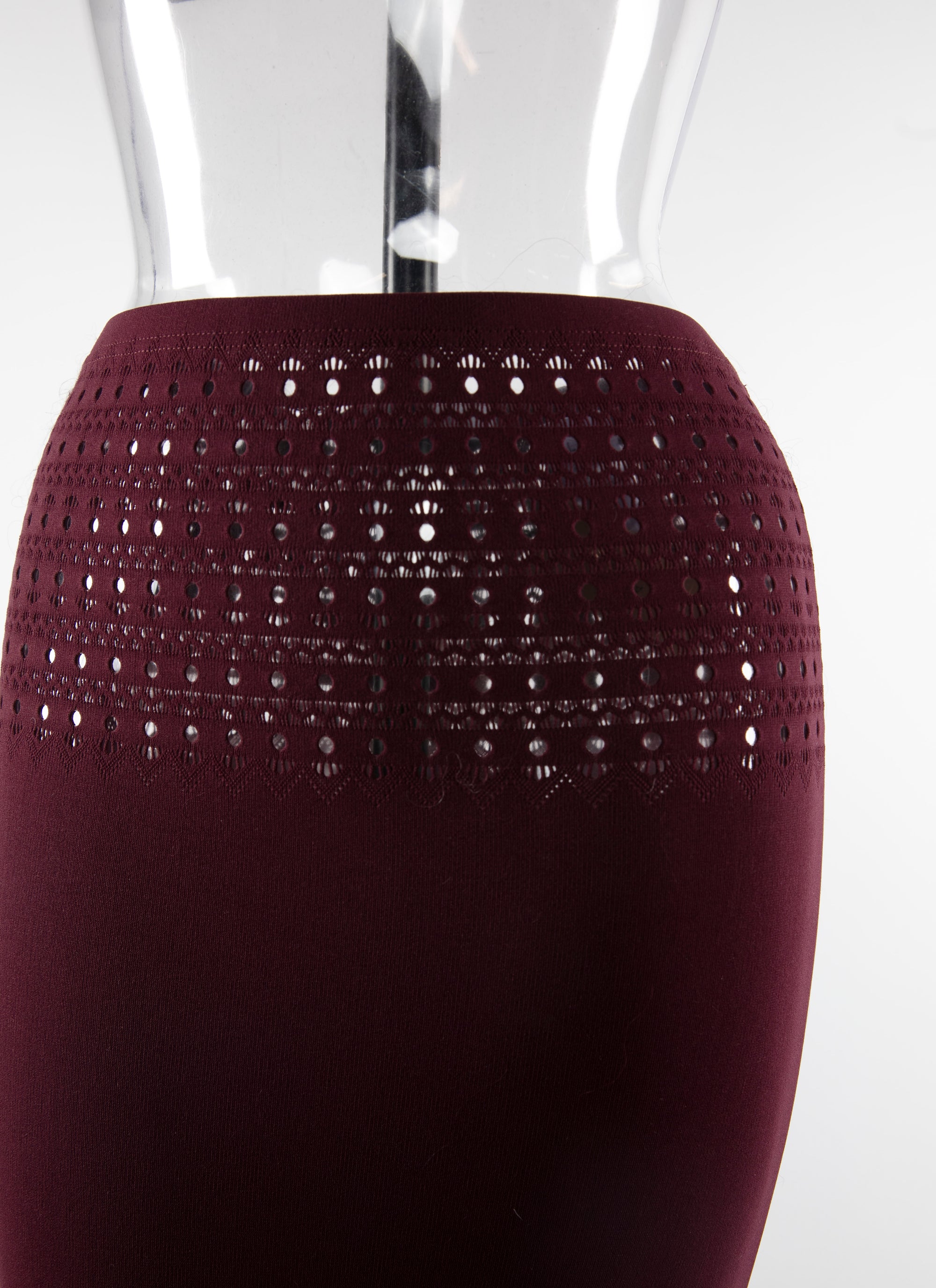Jupe longue avec taille ajourée  - Aubergine