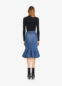 Fitted and flared skirt in denim - Jeans Blue