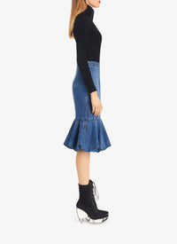 Fitted and flared skirt in denim - Jeans Blue