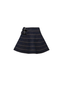 Belted Skater Skirt in Raw Denim - Blue Denim