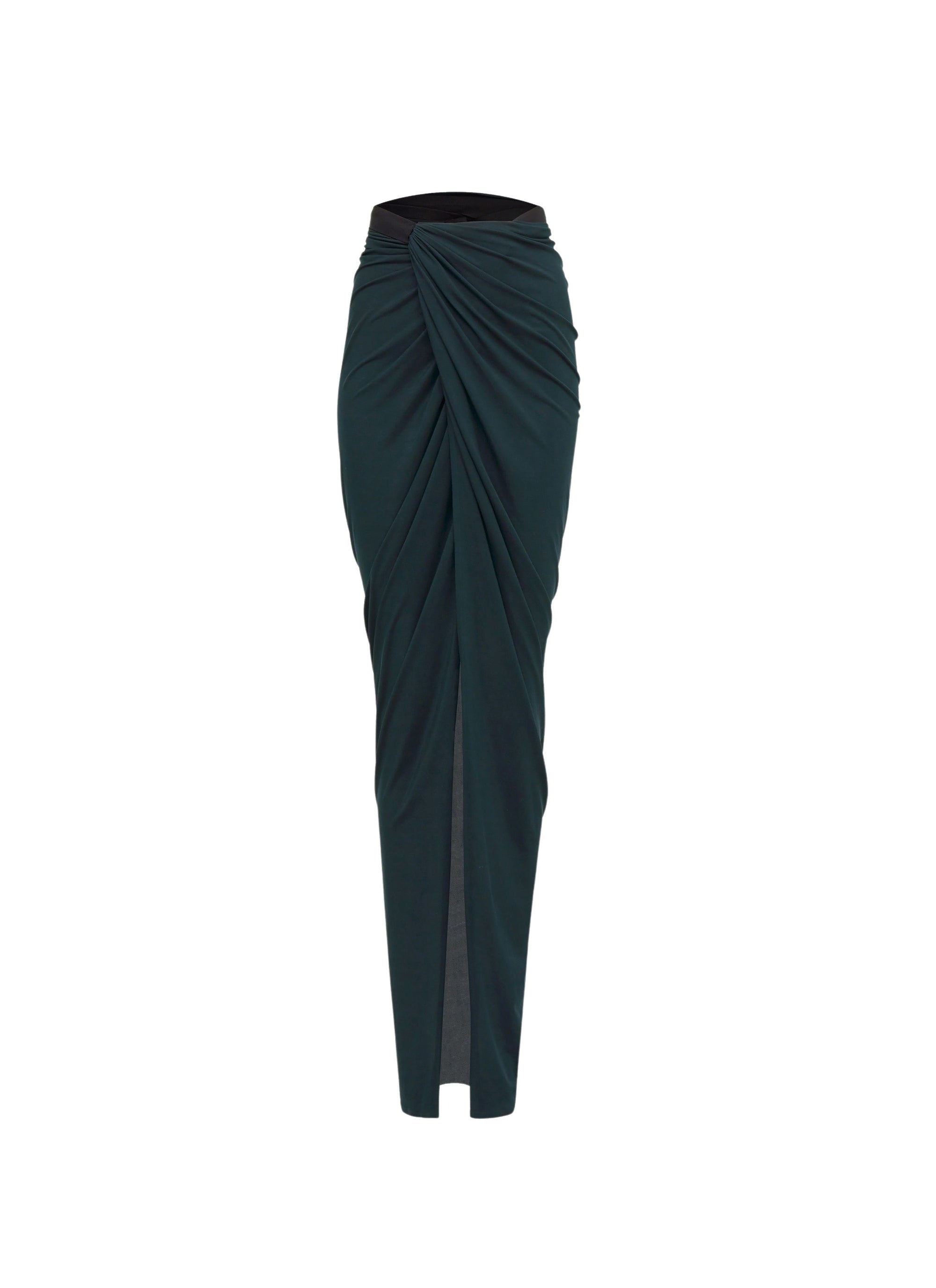 Jupe drapée en voile jersey - Vert foncé