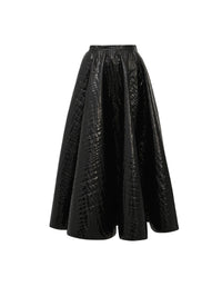 Jupe midi en jacquard croco - Noir Alaïa