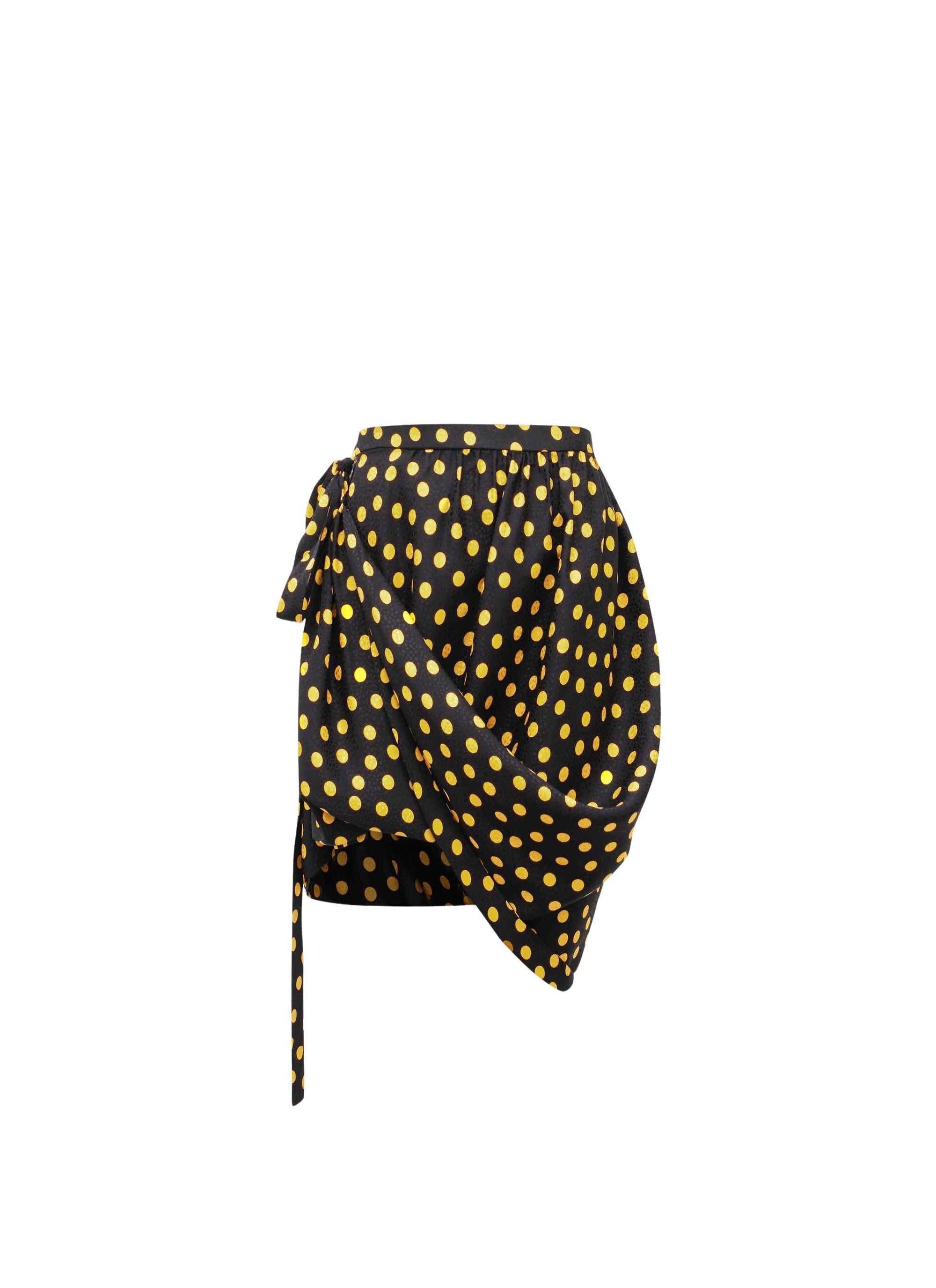Jupe nouée à pois confettis en soie - Nuit & Jaune