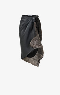 Jupe asymétrique en cuir - Givre Noir