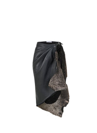 Jupe asymétrique en cuir - Givre Noir