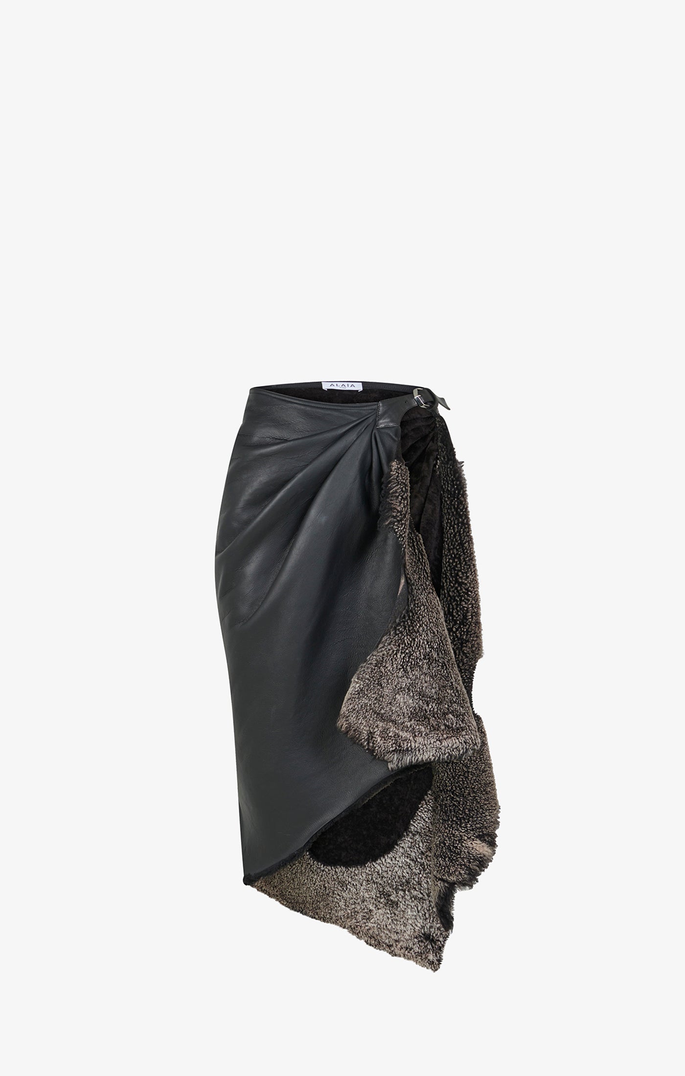 Jupe asymétrique en cuir - Givre Noir