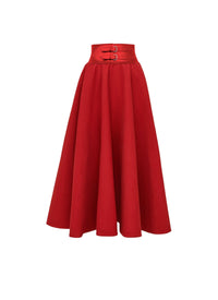 Belted denim skirt - Red Alaïa