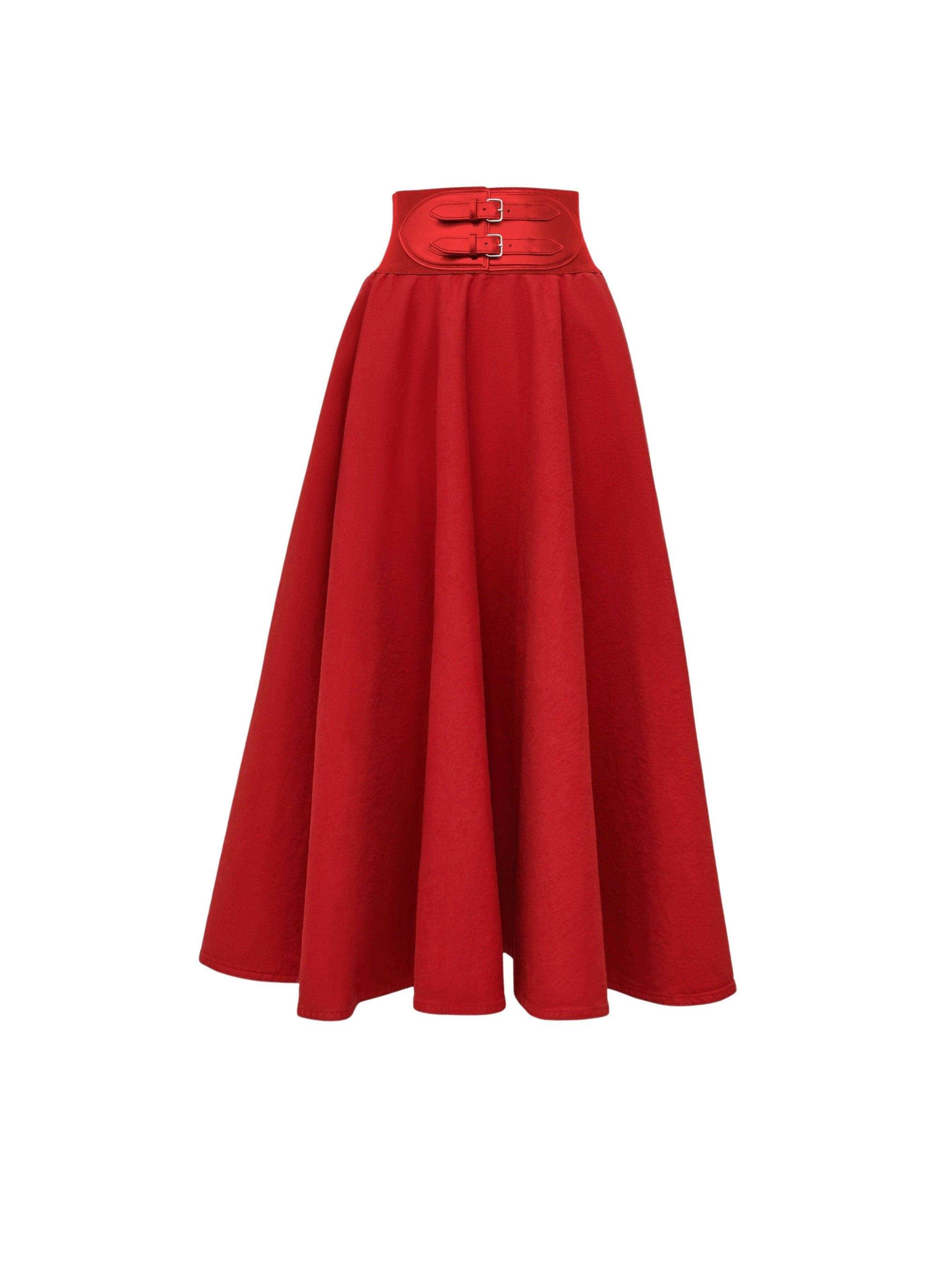 Belted denim skirt - Red Alaïa