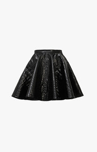 Mini jupe en jacquard croco - Noir Alaïa