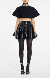 Mini jupe en jacquard croco - Noir Alaïa