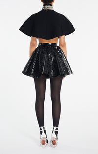 Mini jupe en jacquard croco - Noir Alaïa