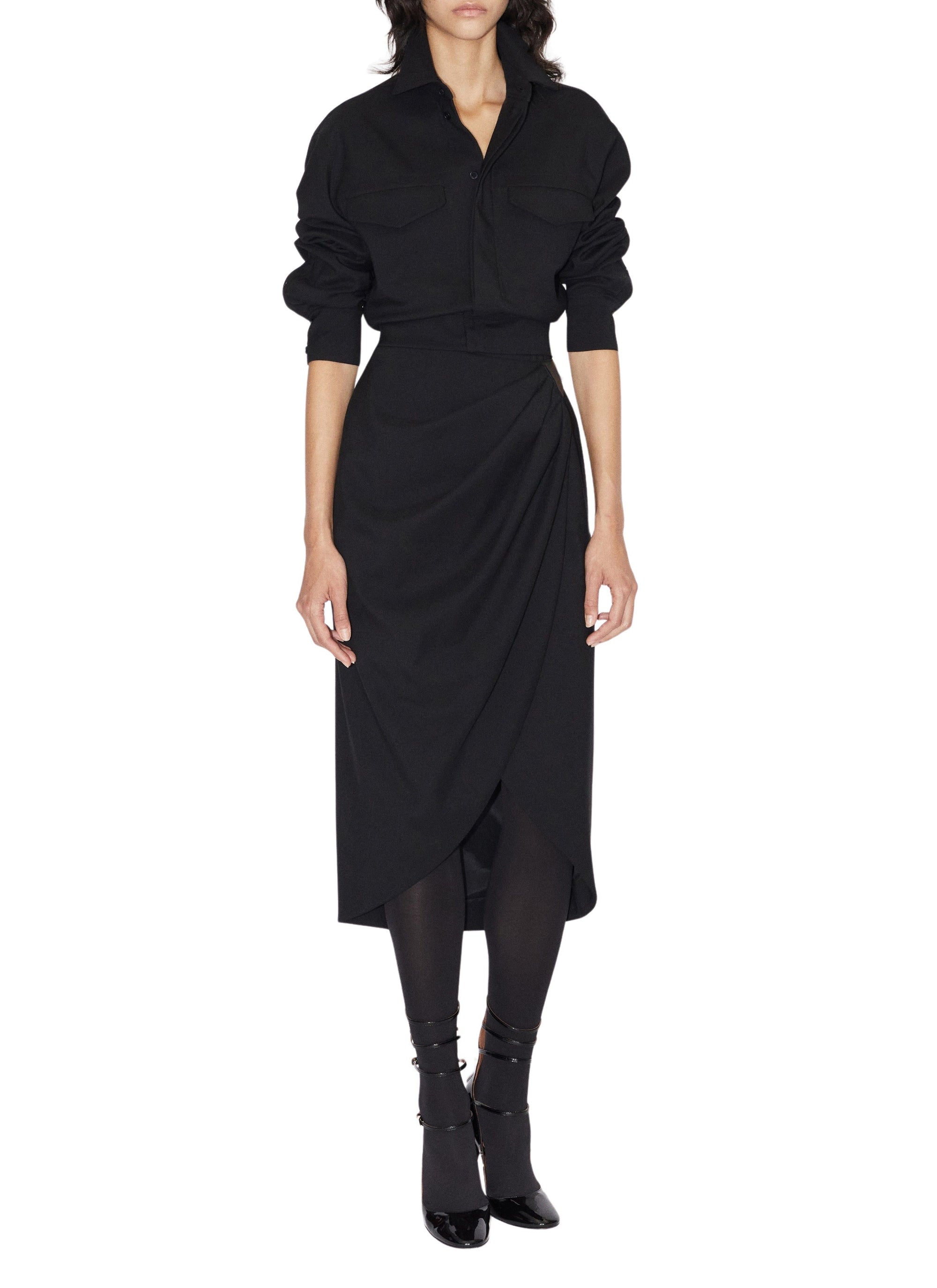 Jupe portefeuille en laine - Noir Alaïa