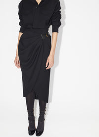 Jupe portefeuille en laine - Noir Alaïa