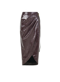 Embossed wrap skirt - Burgundy