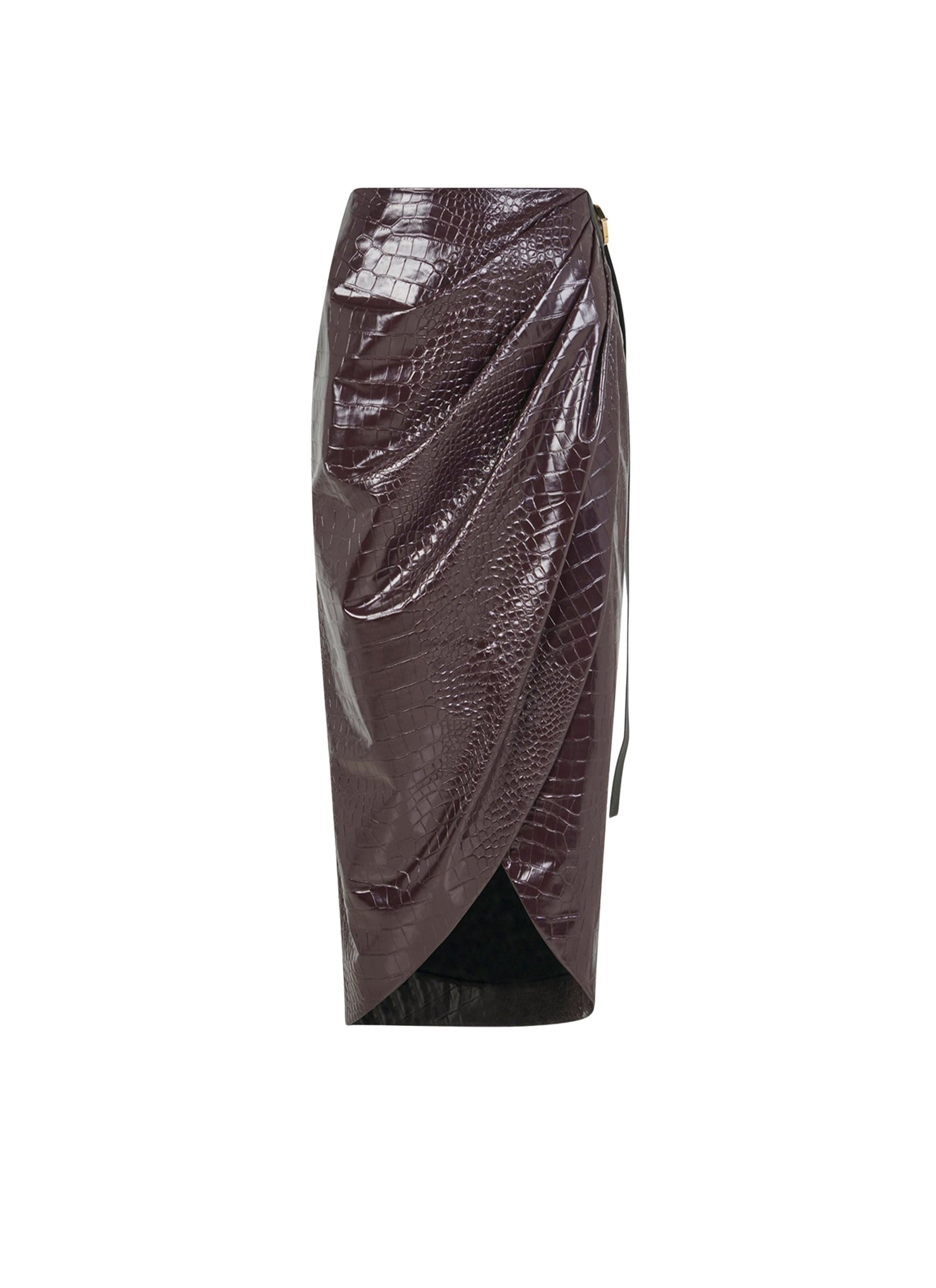 Embossed wrap skirt - Burgundy