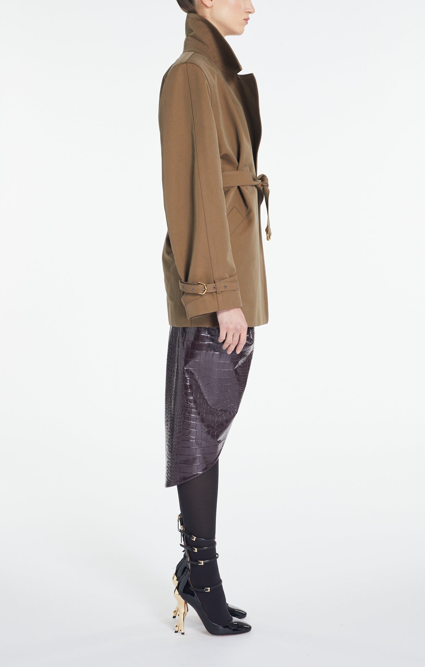 Embossed wrap skirt - Burgundy