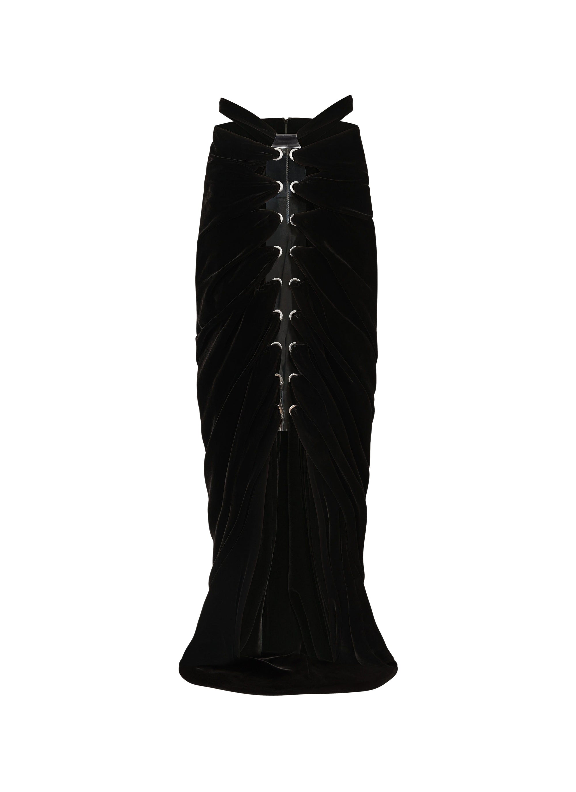 Jupe drapée en velours - Noir Alaïa