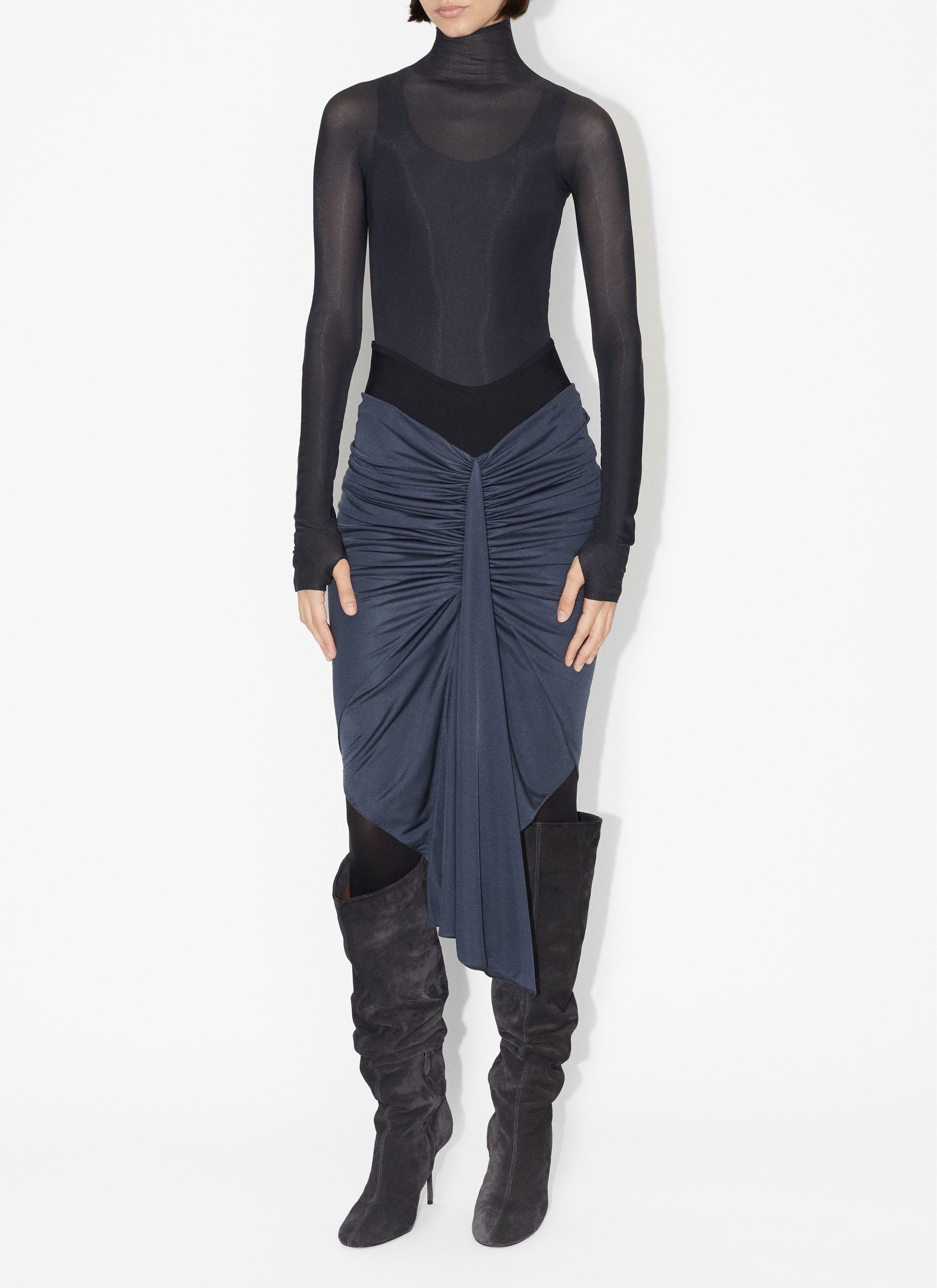 Draped skirt in fluid jersey - Slate grey