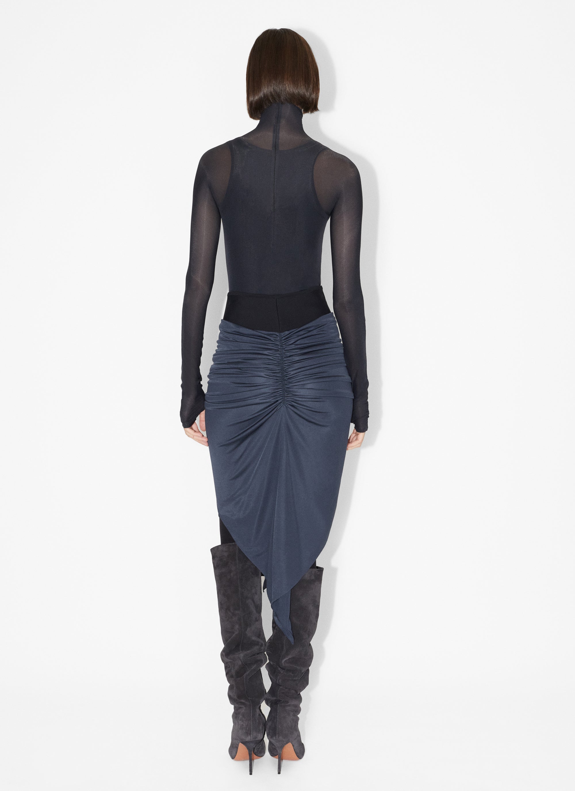 Draped skirt in fluid jersey - Slate grey