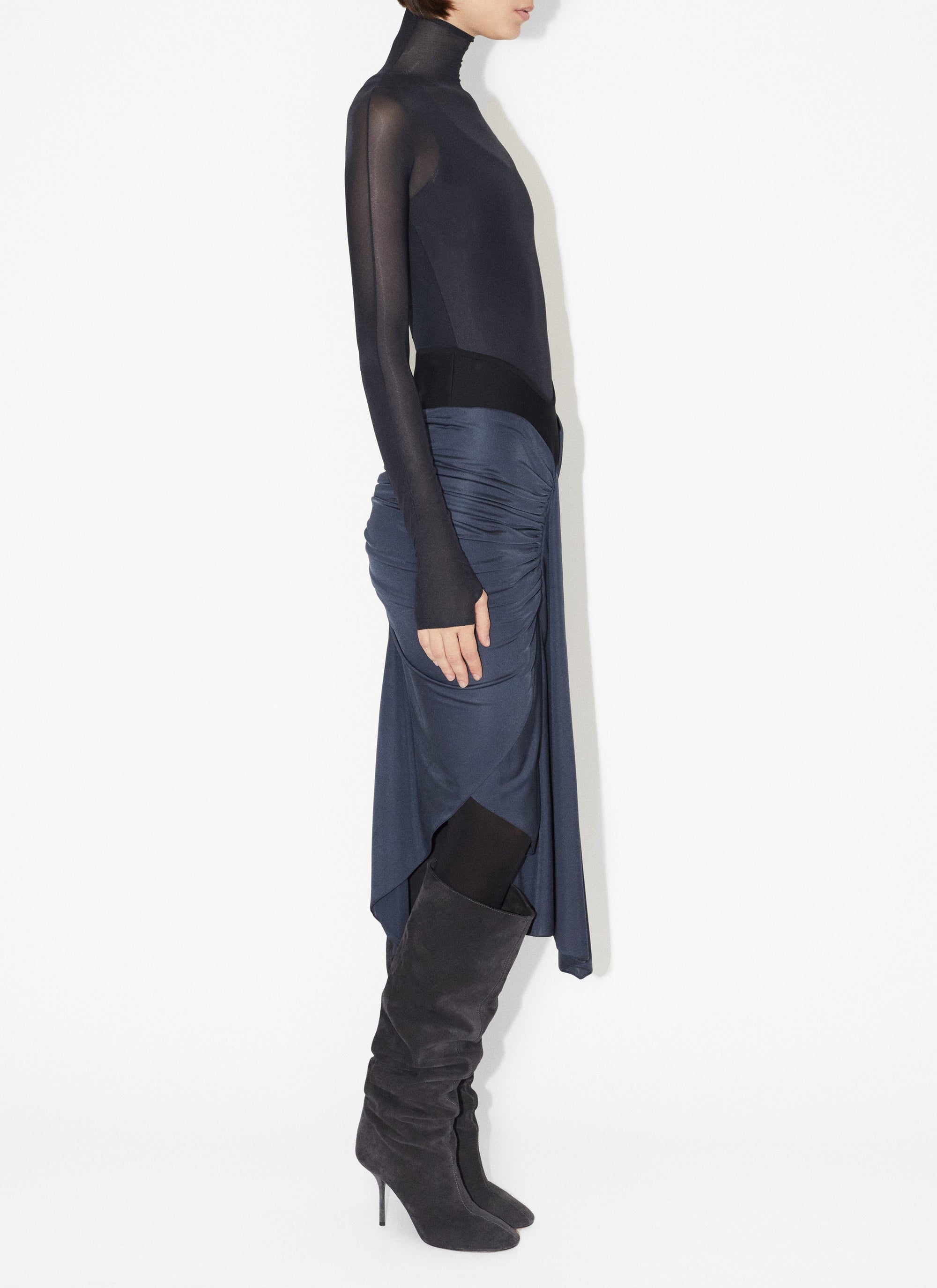 Draped skirt in fluid jersey - Slate grey