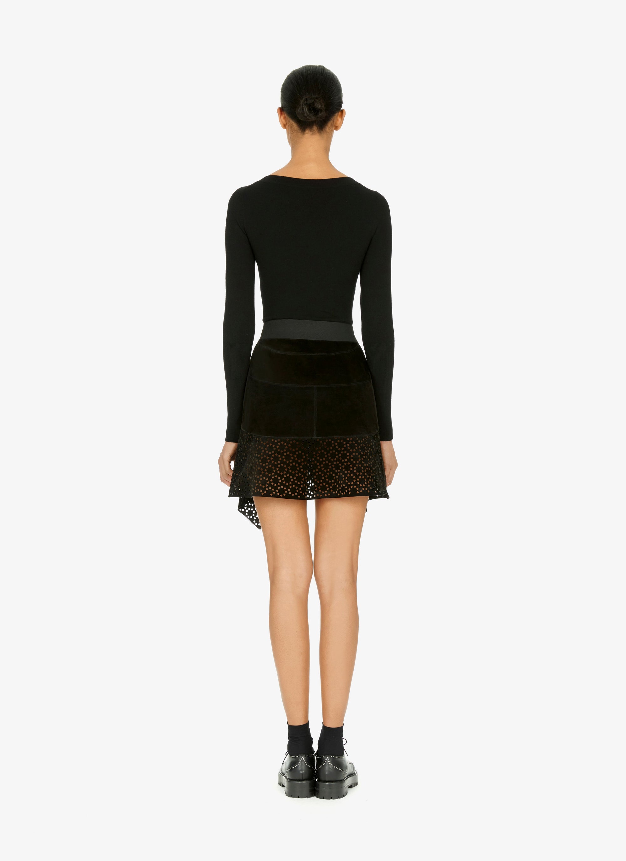 Jupe asymétrique en cuir - Noir