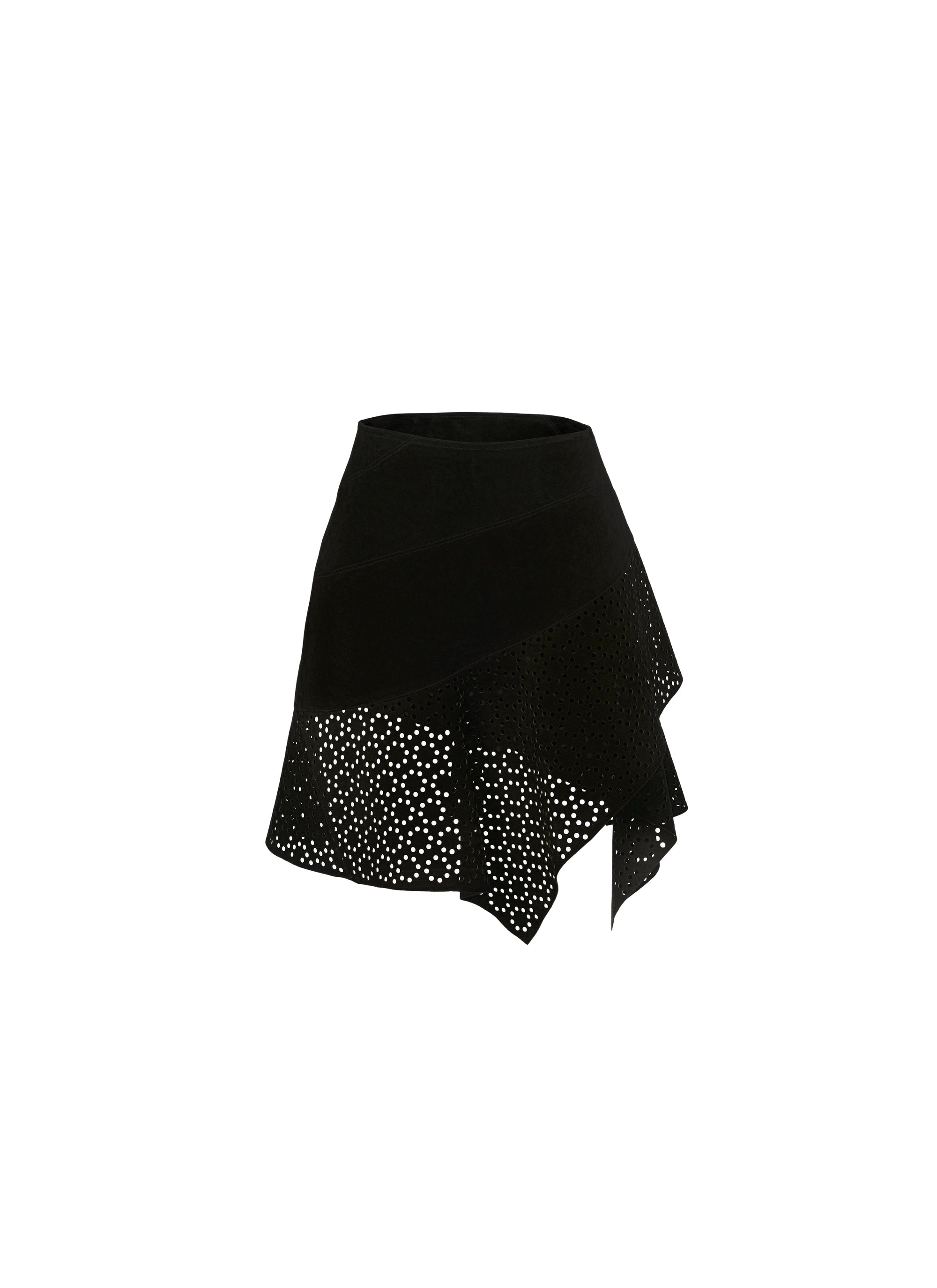 Jupe asymétrique en cuir - Noir