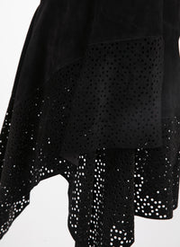 Jupe regular en cuir - Noir