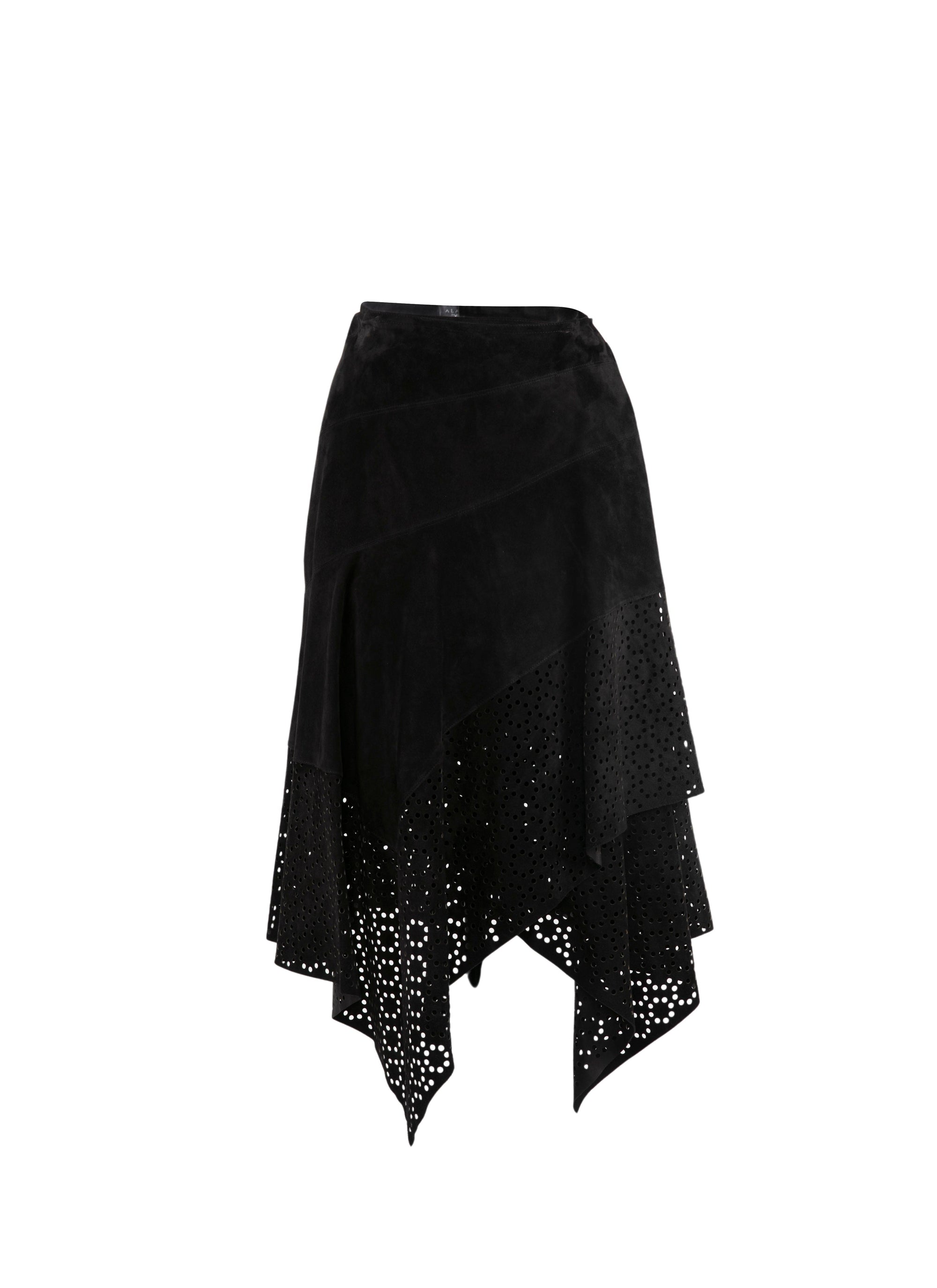 Jupe regular en cuir - Noir