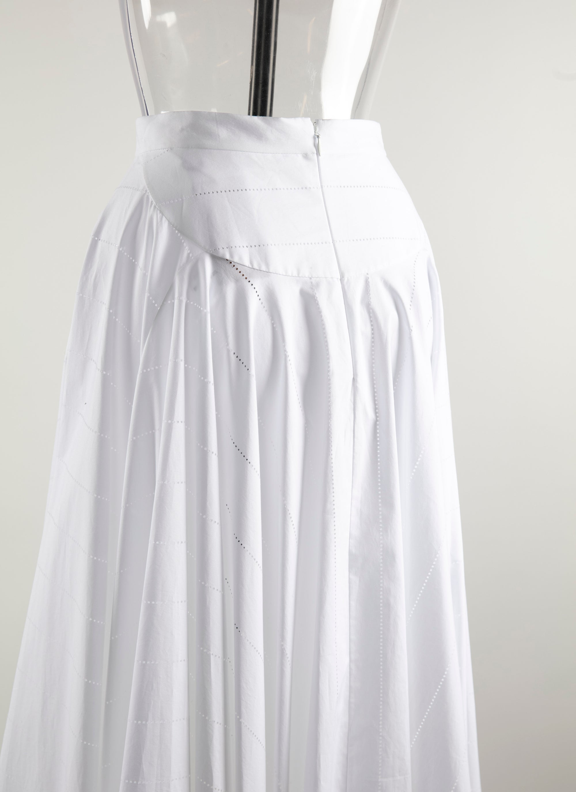 Jupe midi plissée à rayures - Blanc intense
