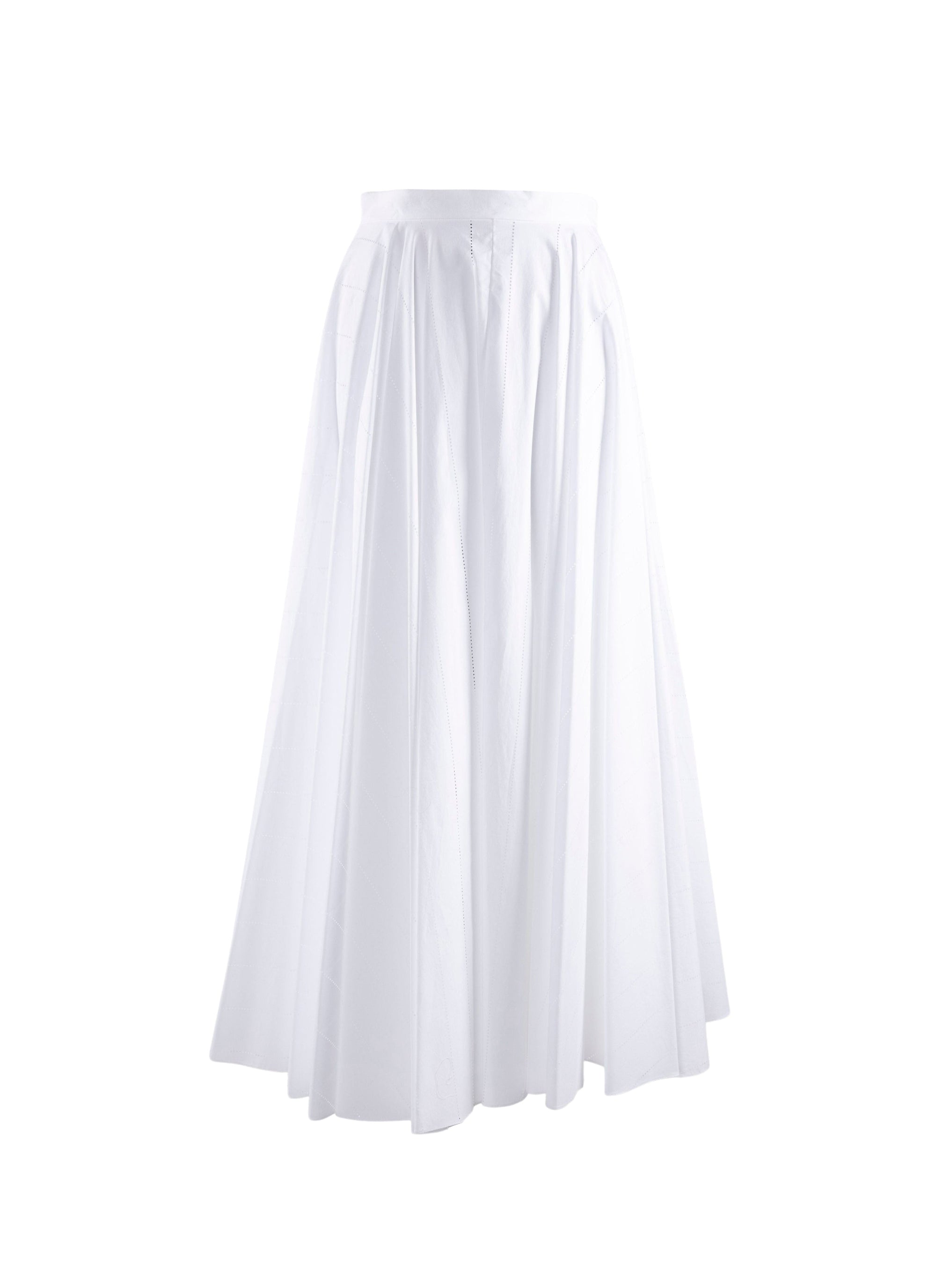 Jupe midi plissée à rayures - Blanc intense