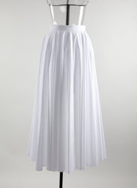 Jupe midi plissée à rayures - Blanc intense