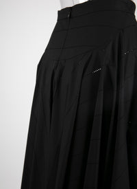 Striped pleated midi skirt - Intense Black