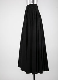 Striped pleated midi skirt - Intense Black