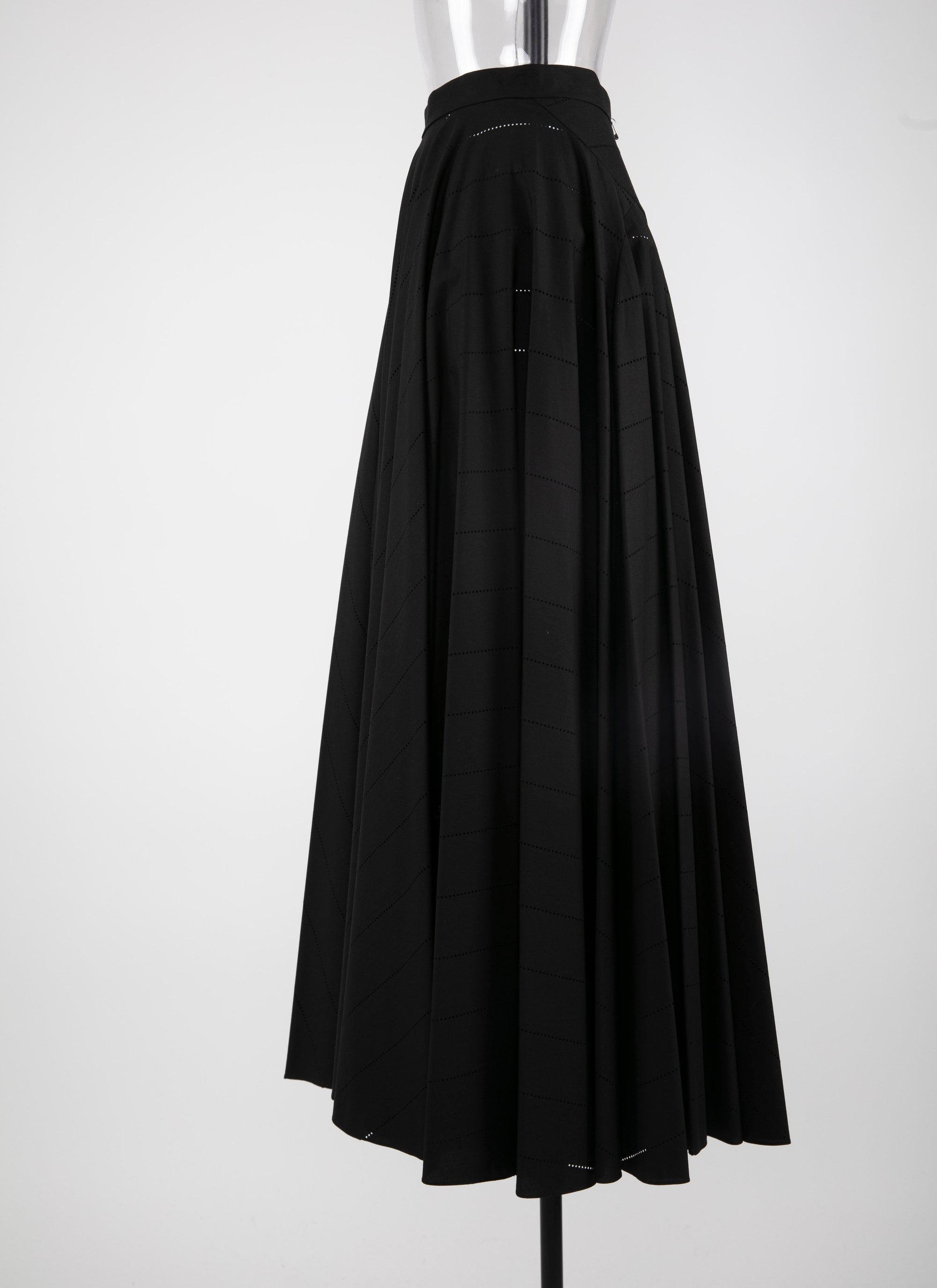 Striped pleated midi skirt - Intense Black