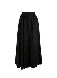 Striped pleated midi skirt - Intense Black
