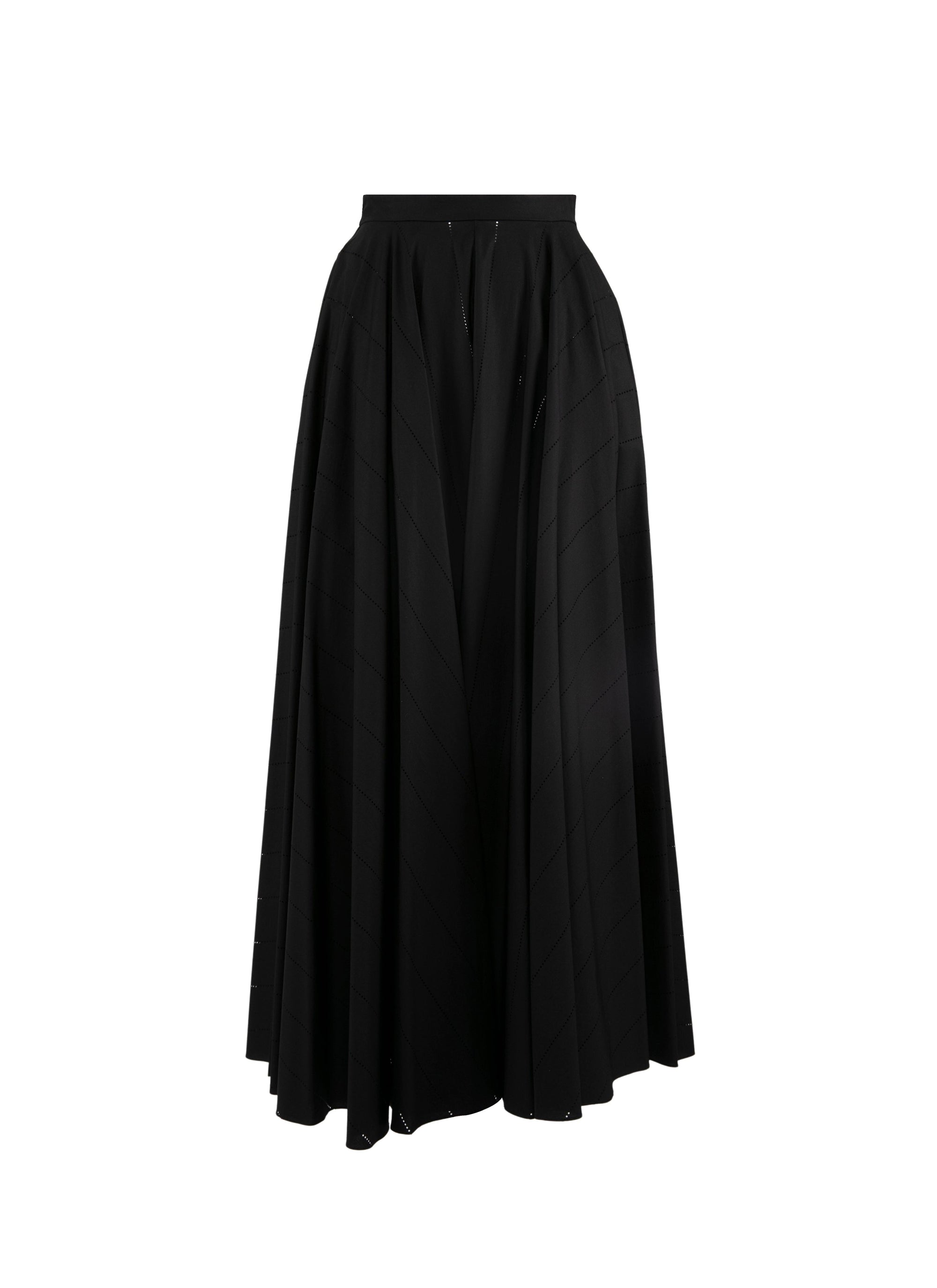 Striped pleated midi skirt - Intense Black