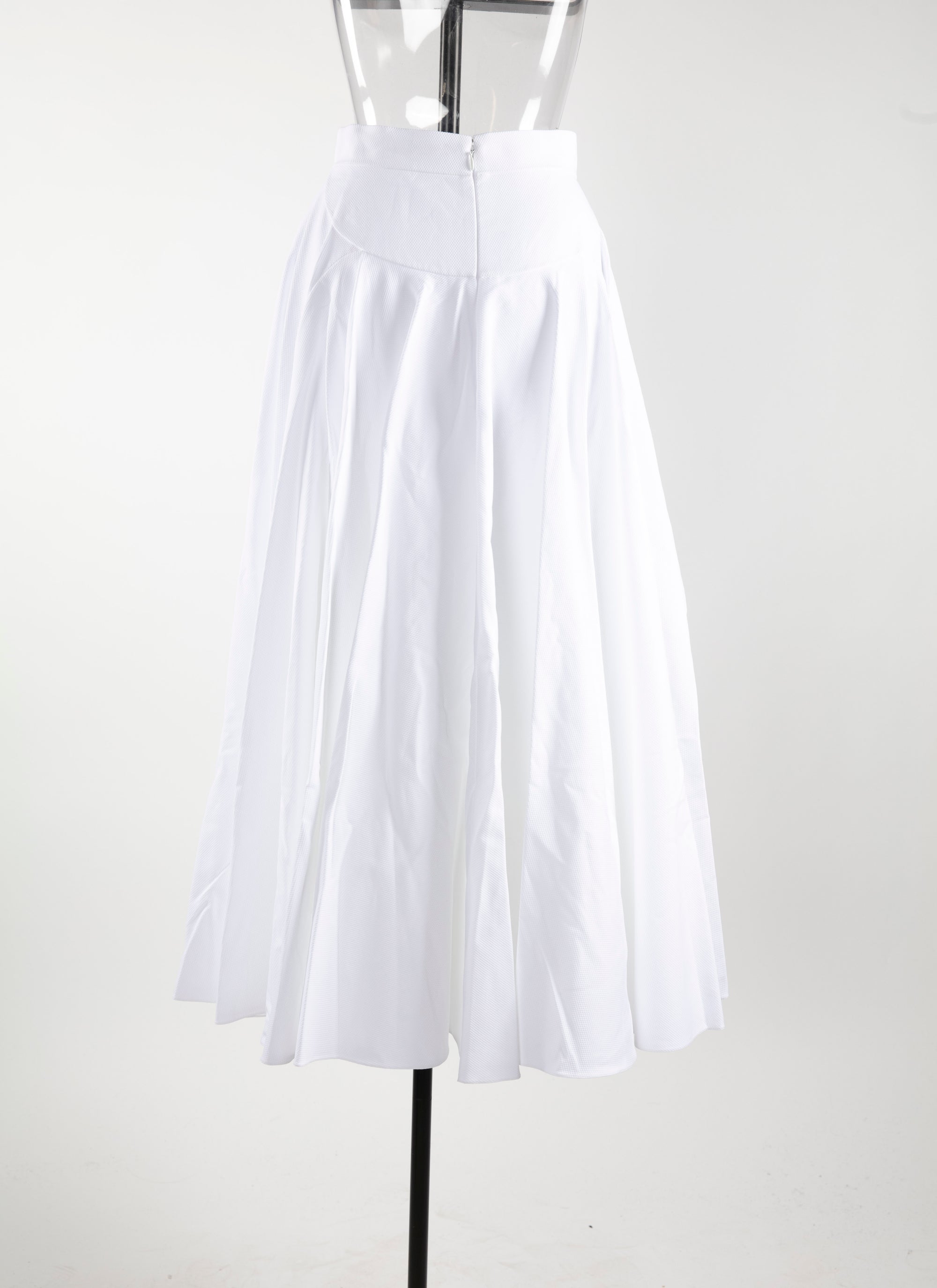 Striped pleated midi skirt - White