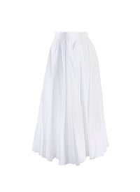 Striped pleated midi skirt - White